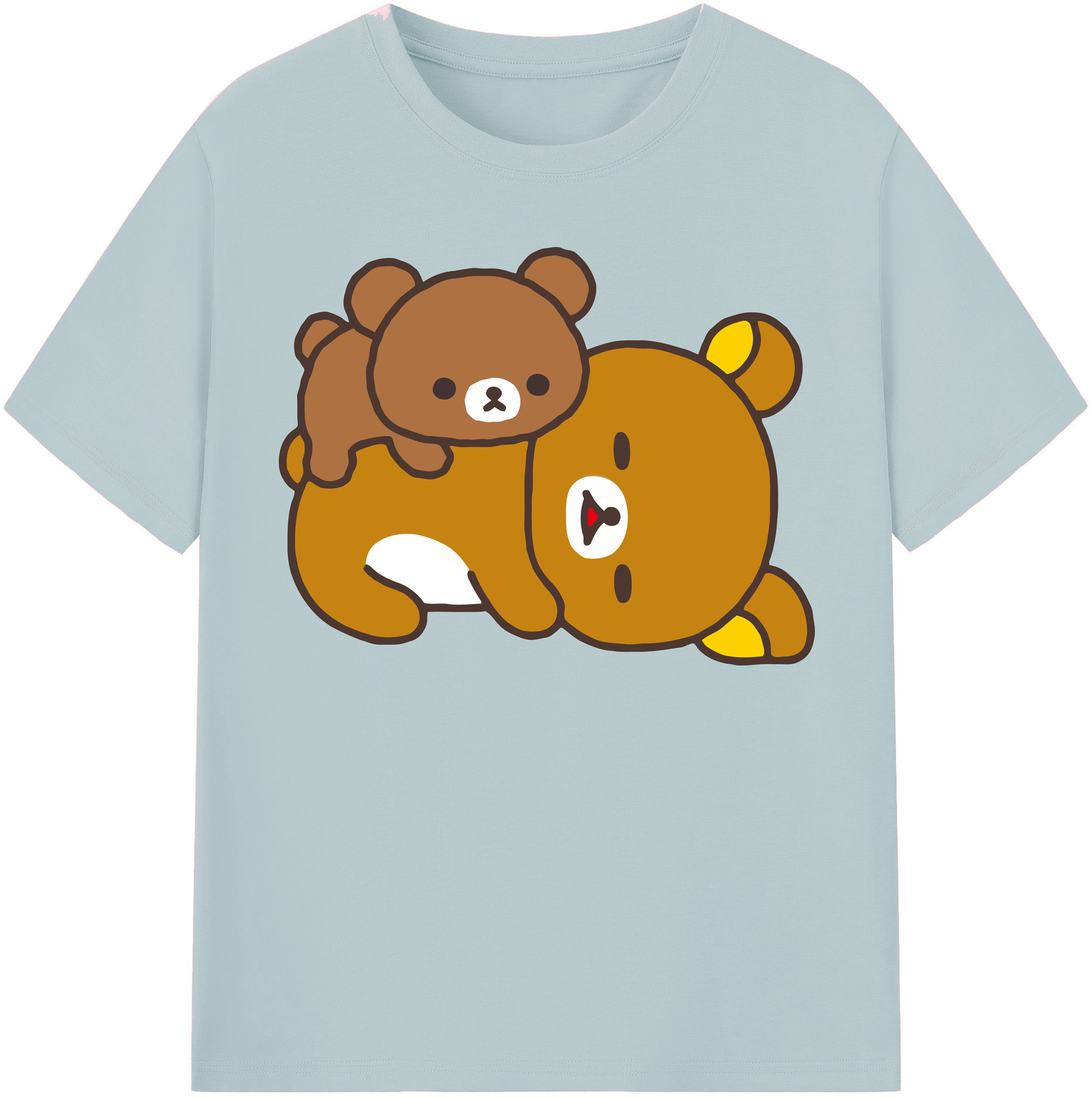 （画像用） リラックマ リラックマ キイロイトリ Rilakkuma Korilakkuma Kiiroitori 綿100％半袖Tシャツ（フロントプリント）